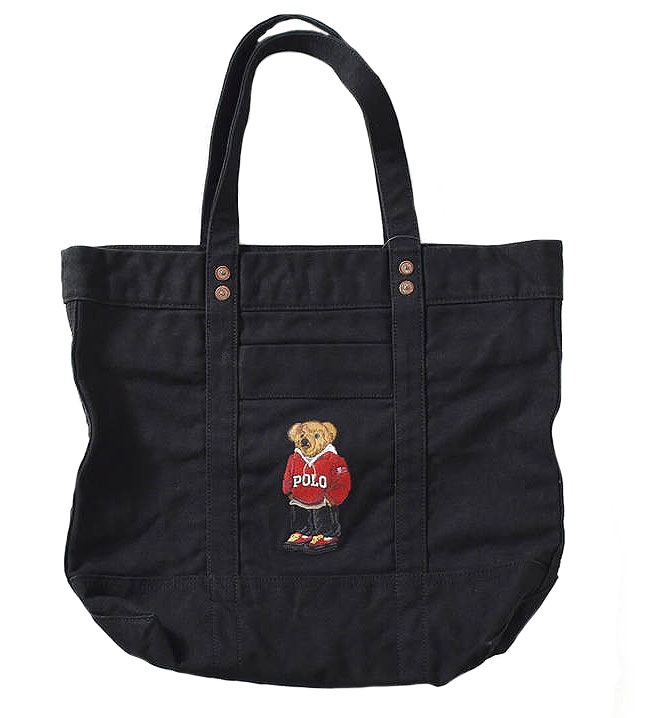 POLO BEAR TOTE BAG BLACK ポロ・ベアー 刺繍 キャンバス トートバック