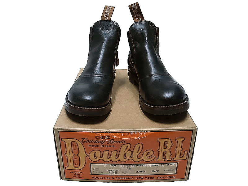 Double RL(RRL) CONGRESS BOOTS USA製 ダブルアールエル サイドゴア 黒 ...