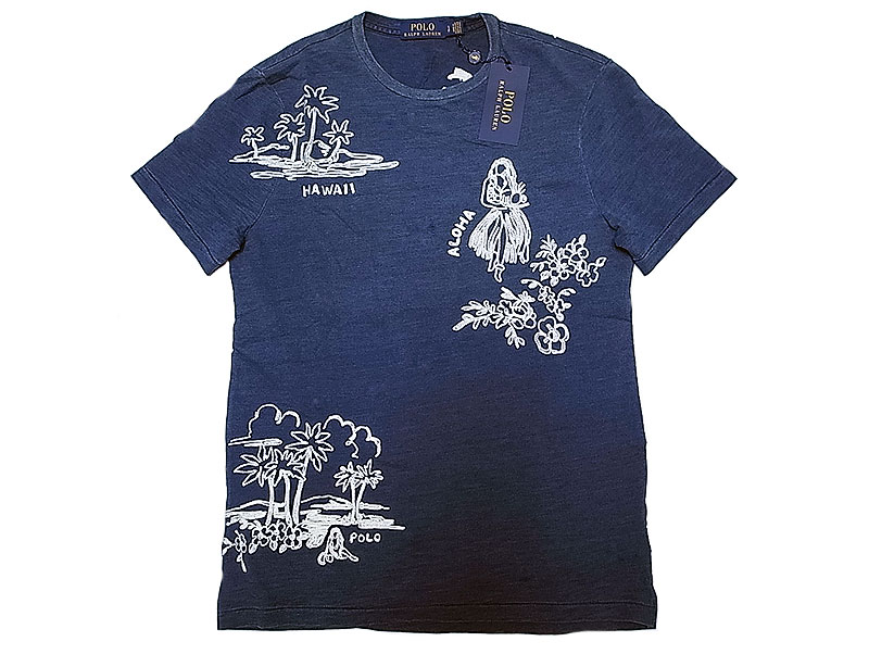 POLO Ralph Lauren Indigo Hawaiian Embroidery Tee ポロ インディゴ ...