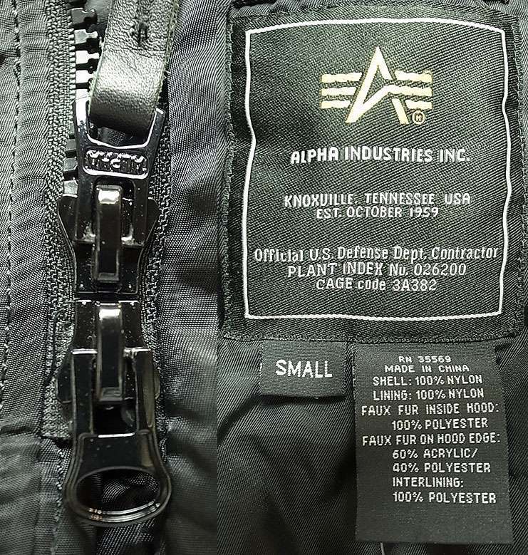 ALPHA INDUSTRIES INC Type N-3B(N) Black アルファ N-3B 黒 フライト