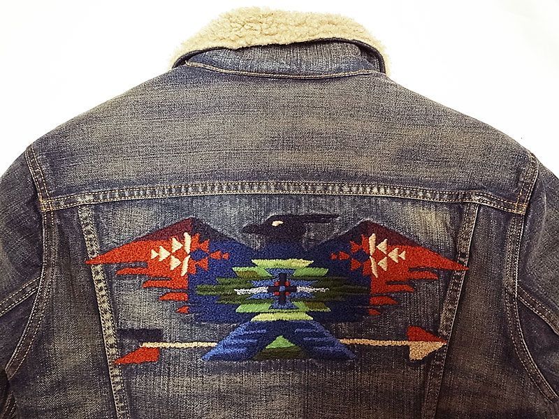 POLO Ralph Lauren Denim Trucker JK ボア裏地 ネイティブ柄刺繍 ...