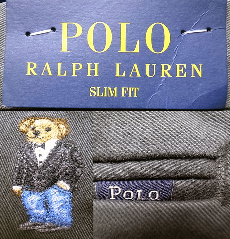 POLO BEAR Ralph Lauren SLIM FIT Trousers ポロベアー 総柄刺繍 チノ 