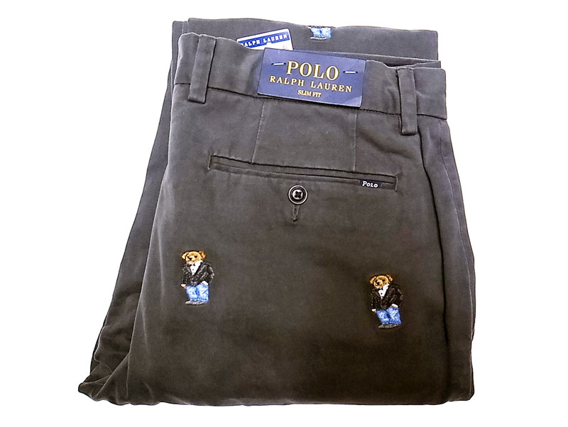 POLO BEAR Ralph Lauren SLIM FIT Trousers ポロベアー 総柄刺繍 チノ 
