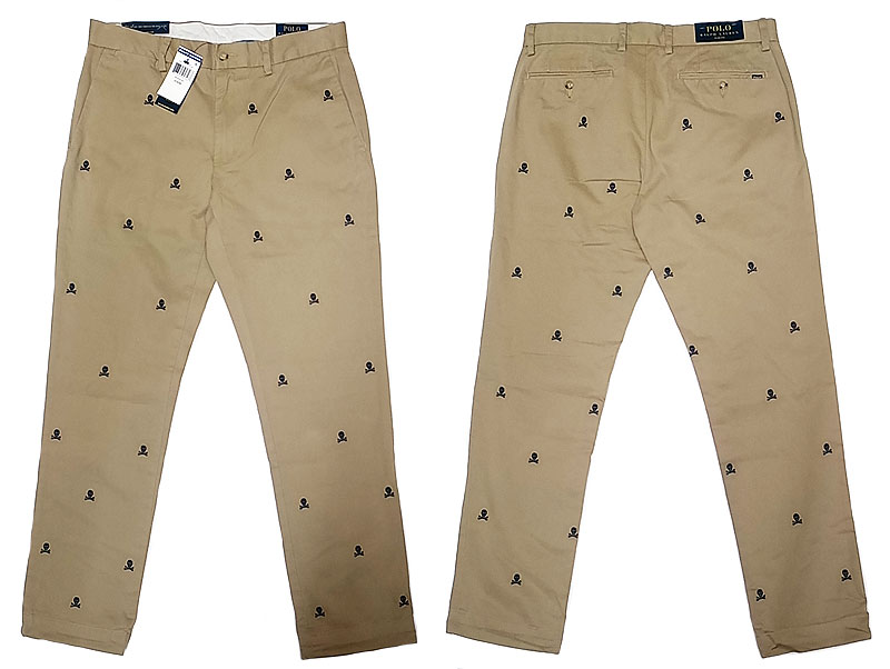 POLO Ralph Lauren Skull SLIM FIT Trousers Beige ポロ スカル総柄 