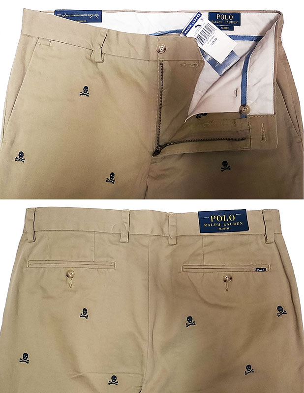 POLO Ralph Lauren Skull SLIM FIT Trousers Beige ポロ スカル総柄