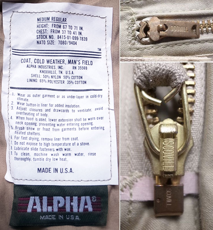 アルファ ALPHA ミリタリージャケット m65 ベージュ USA製