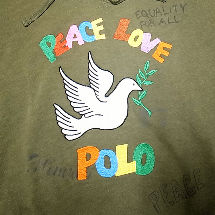 RALPHLAUREN値下げラルフローレンPEACE LOVE ロゴ刺繍スウェット 