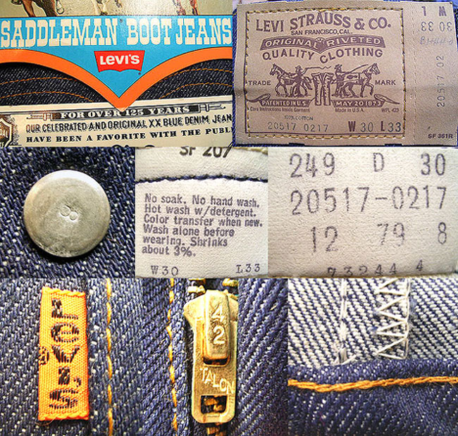 Deadstock 1979-80'S LEVI'S 517 BOOTCUT JEANS 生デニム オレンジ